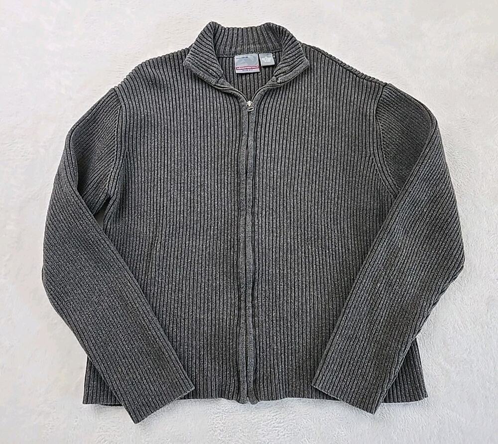 Aeropostale Vtg Y2K Chunky Rib Knit Full Zip Cardigan Sweater Mens Sz XL Slim